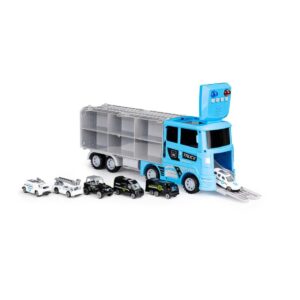 Vlečni tovornjak z avtomobili - 6 policijskih avtomobilov | modra