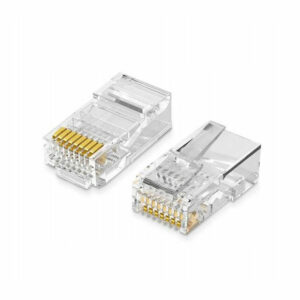 Standardni konektor RJ45 | 1000 kosov - prilagojen za povezovanje telekomunikacijskih kablov LAN tipa "twisted pair" 8 pozlačenih nožic.