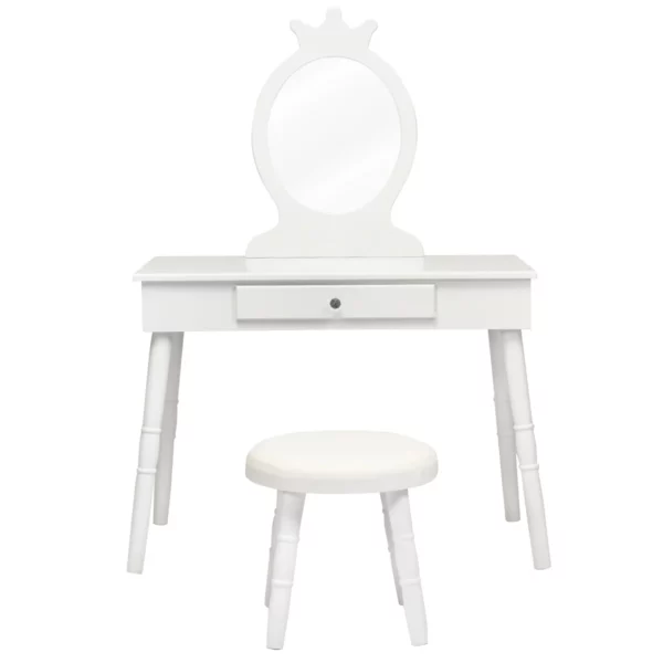 Otroška toaletna mizica z ogledalom + stolček | bela