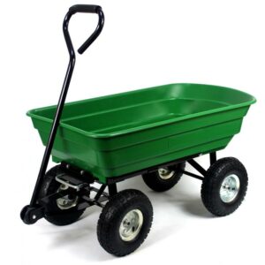 Vrtni voziček, zelen, 75 l, dvojna funkcija | Gardenline iz trpežnega PVC in kovinskega okvirja, namenjen za prevoz lahkega in težkega tovora.