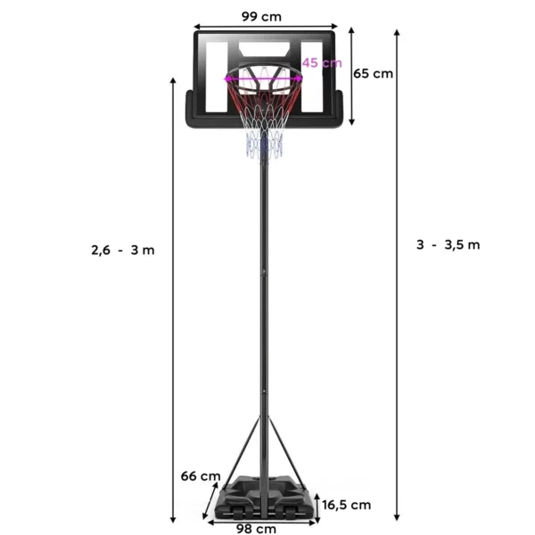 Košarkarski koš, nastavljiv | 3,5 m