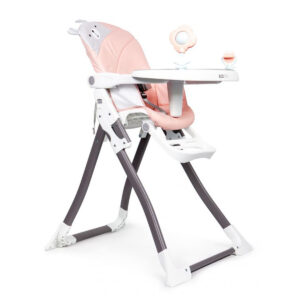 Otroški jedilni stol - zložljiv | roza, namenjen otrokom od 6 do 36 mesecev, enostaven sistem zlaganja in obremenitev do 50 kg.