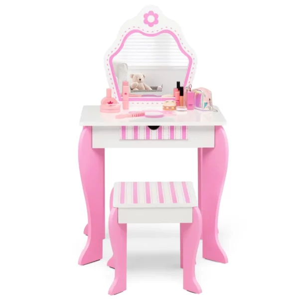 Otroška toaletna mizica + stolček, 49 x 34 x 86,5 cm | roza