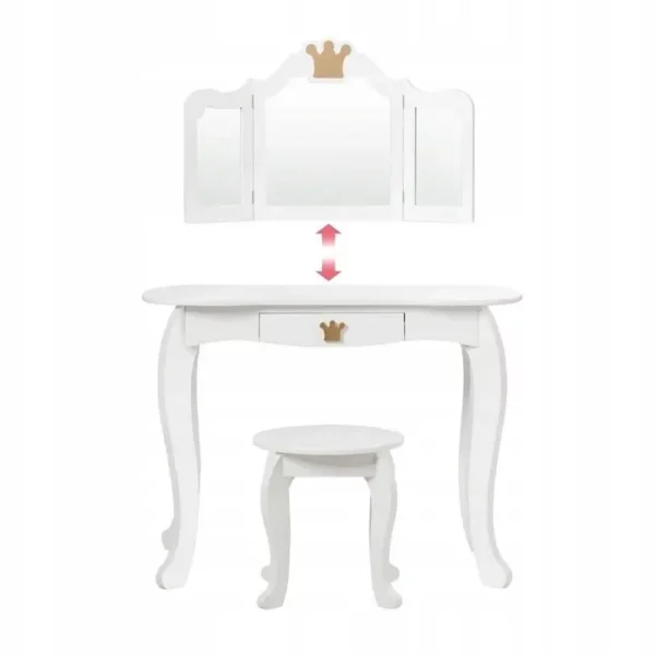 Otroška toaletna mizica, ogledalo in stolček | bela