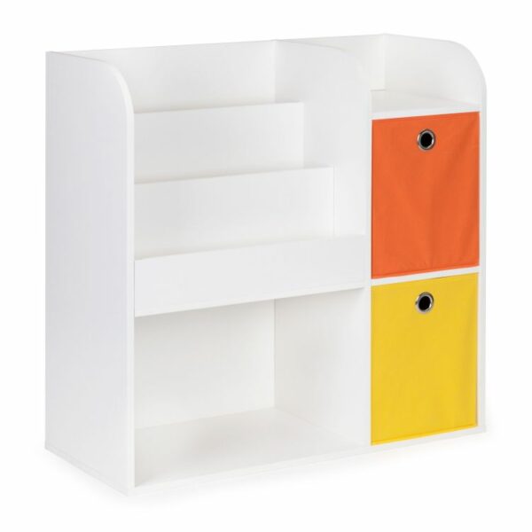 Lesena polica za igrače, 89 x 88 x 35, oranžno-rumena | ECOTOYS