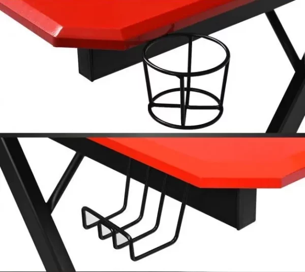 Igralna miza v obliki črke Z, rdeča | 120 x 60 x 76 cm
