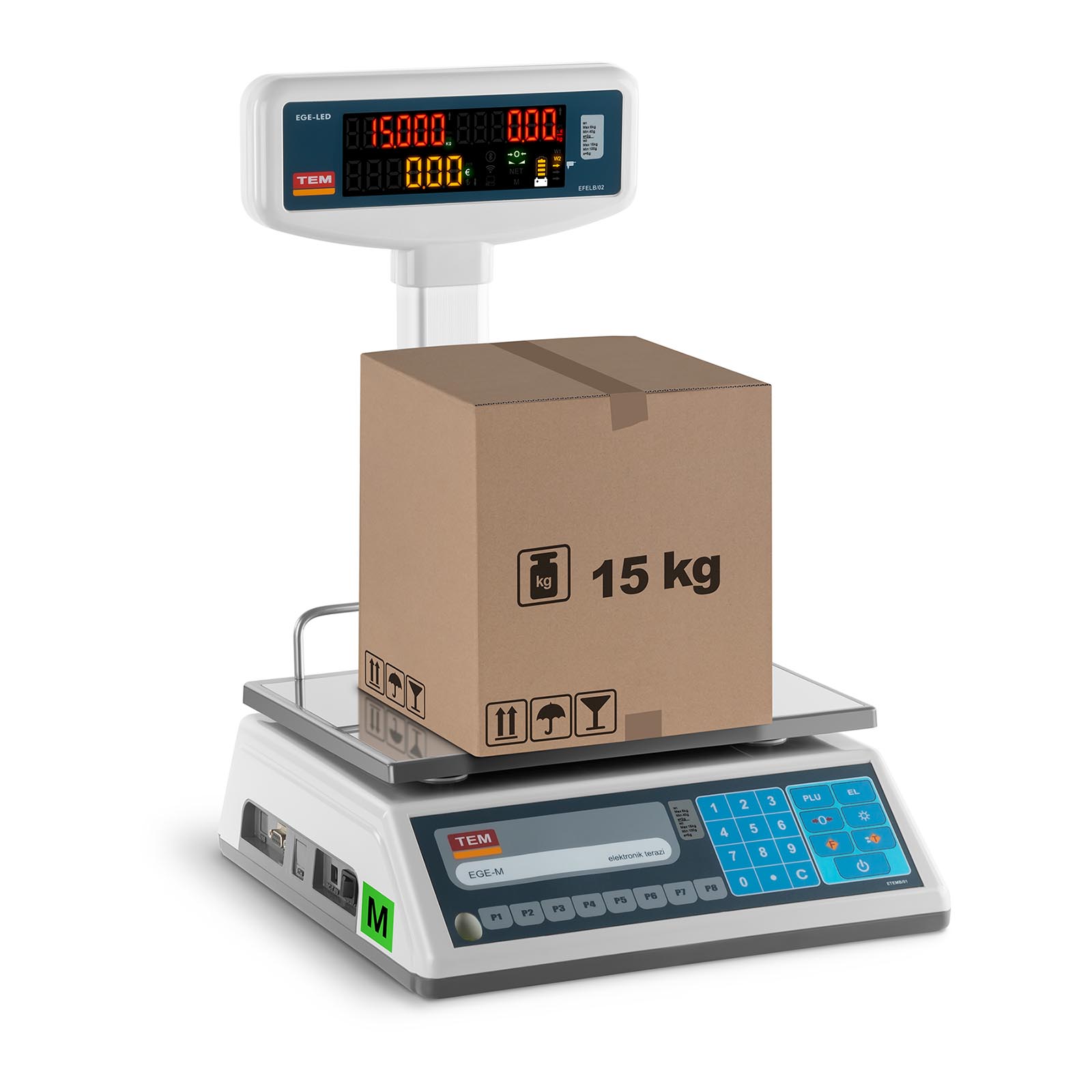 Trgovska tehtnica z obojestranskim prikazovalnikom LED - 6 kg / 2 g - 15 kg / 5 g