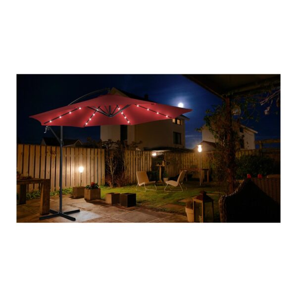Dežnik za teraso z LED osvetlitvijo - stranski (rdeč) - 300 cm | UNI_UMBRELLA_R300REL