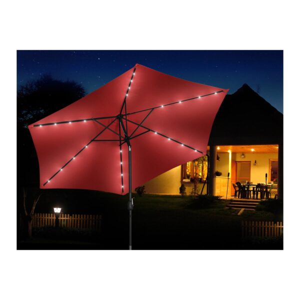 Dežnik za teraso z osvetlitvijo LED (rdeč) - 300 cm | UNI_UMBRELLA_TR300REL