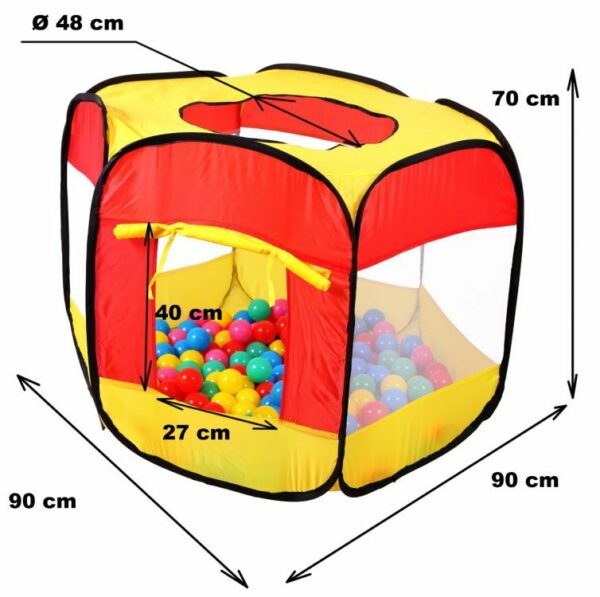 Otroški suhi bazen, 100 žogic, rdeče-rumena | 90x90x70