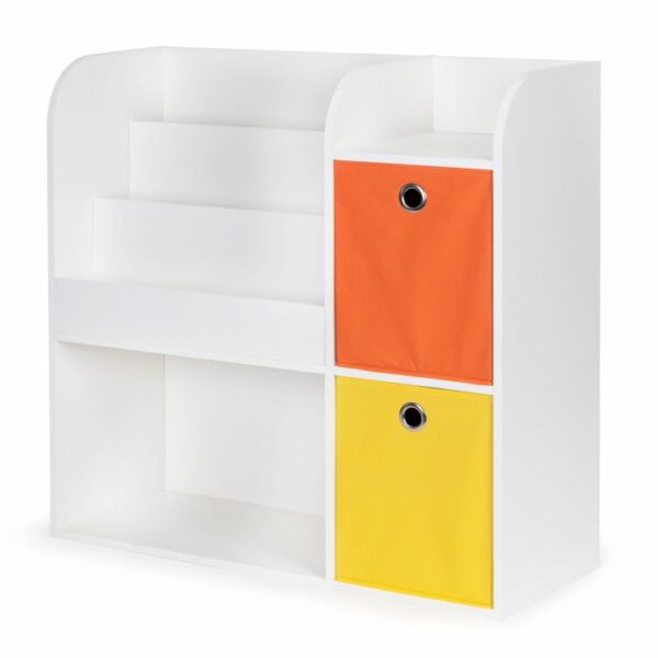 Lesena polica za igrače, 89 x 88 x 35, oranžno-rumena | ECOTOYS