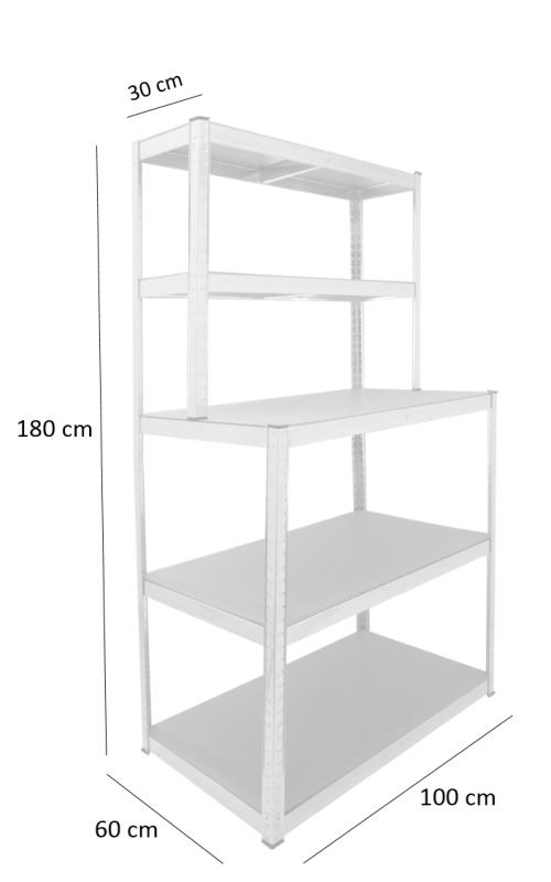 Kovinsko stojalo za delavnico, 180x100x30/60cm, 725 kg, srebrno