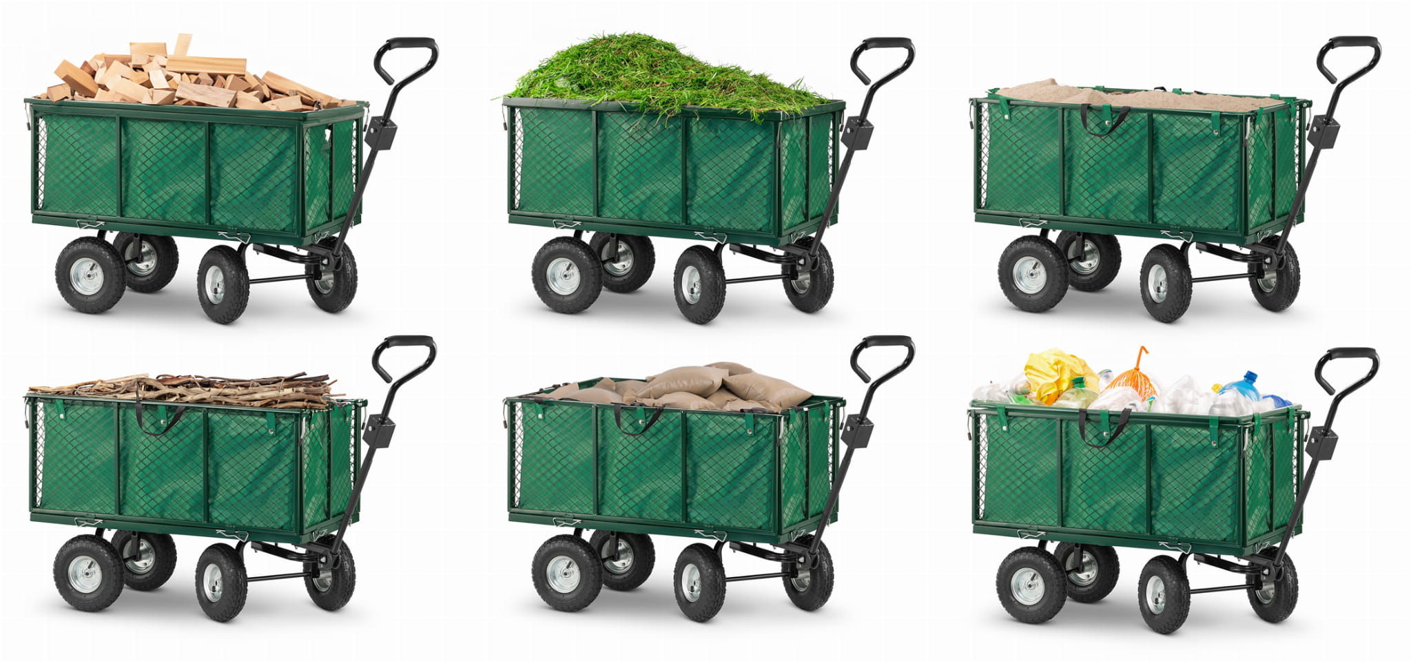 Voziček za prevoz vrtnin - 450 kg | ponjava z ročaji