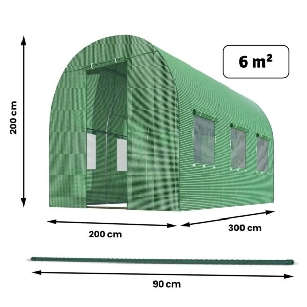 Vrtni potilunel 2x3m, zelen | 6m2