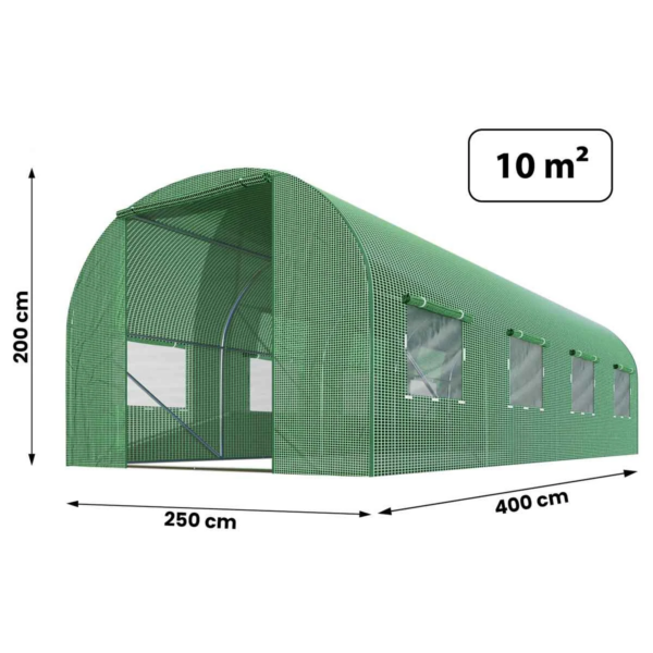 Folija za vrtni potilunel, 4x2,5 m, zelena, Plonos | 10m2