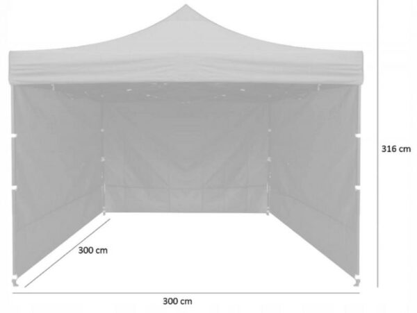 Prodajno zložljivo stojalo, 3 x 3 m | siva