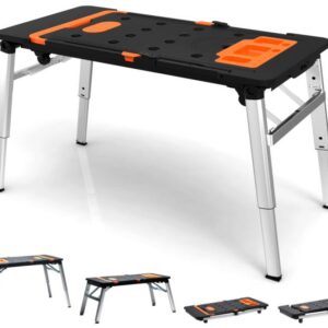 Univerzalna delovna miza 7v1 | 109 x 55 cm ima veliko delovno površino, ki olajša rezanje in vrtanje. Uporablja se lahko na več načinov.