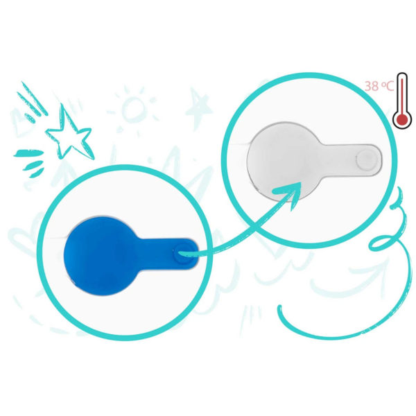 Kadilček za dojenčke s termometrom, modri | RK-282