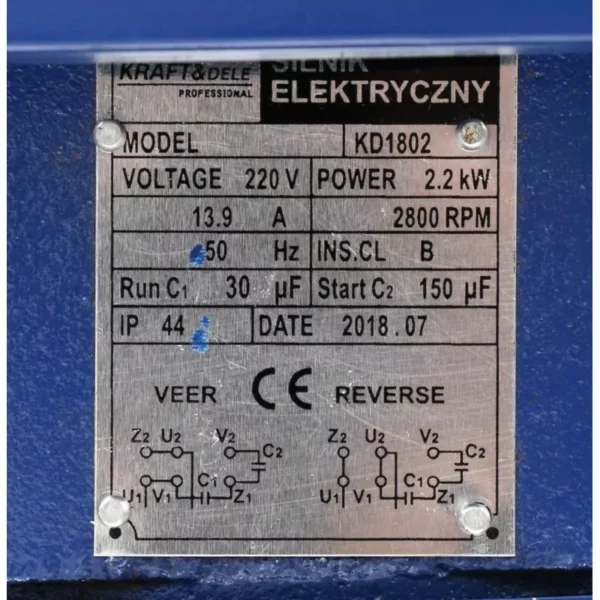 Enofazni elektromotor, 3 kW, 220 V | KD1804