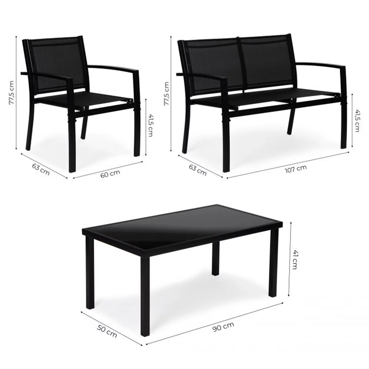 Garnitura vrtnega pohištva | črna
