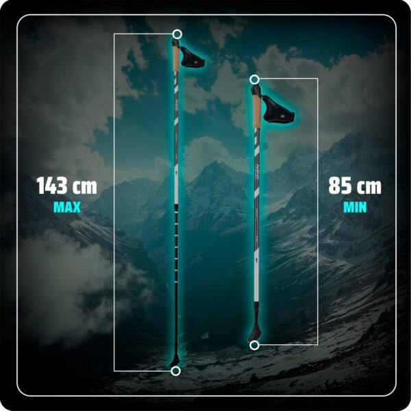 Pohodne palice NS-383, 143 cm, črne | Neo-Sport