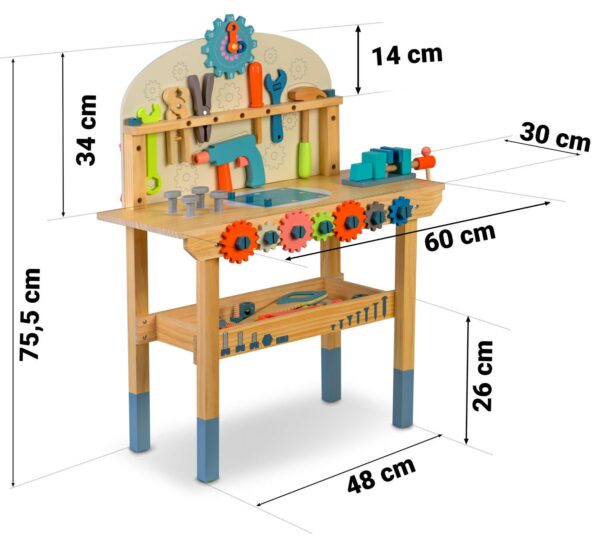 Otroška lesena delavnica z orodjem RK-876 | Ricokids