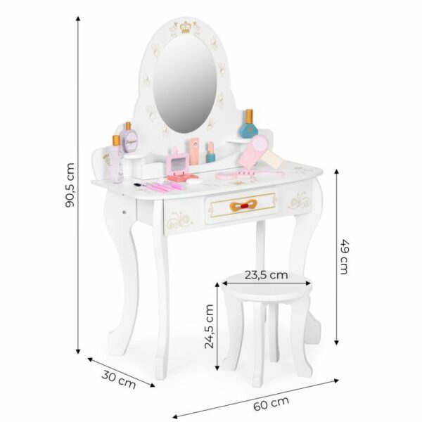 Otroška toaletna mizica + dodatki, bela | ECOTOYS