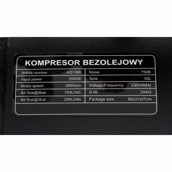 Brezoljni kompresor, 50L, 1500W | KD1386