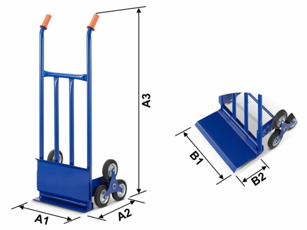 Transportni voziček, stopniščni, 200 kg, moder | HIGHER