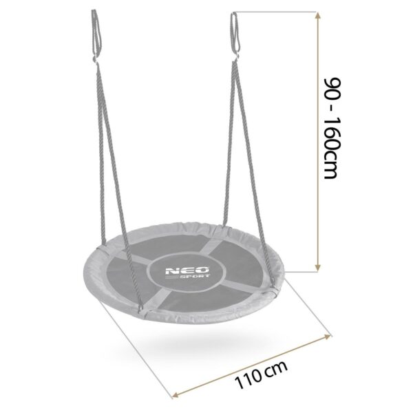 Vrtna gugalnica štorkljino gnezdo, 110 cm, siva | Neo-Sport