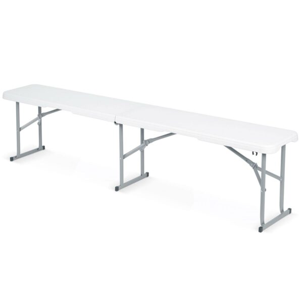 Zložljiv vrtni set, miza + 2 klopi, 180 cm, bela | Plonos