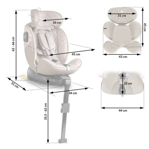 Avtosedež Aero Line, ISOFIX, 0–36 kg, bež | Nukido