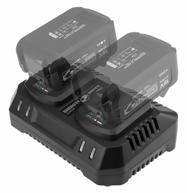 Dvojni polnilnik za baterije Energy+, 21V | GRAPHITE