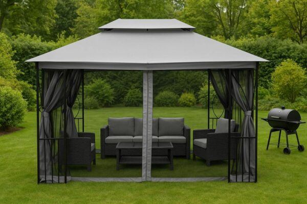 Komarnik za paviljon, 3x4m, siv | MultiGarden