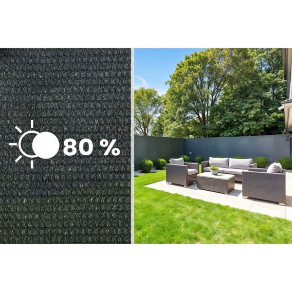 Senčna mreža + 50 sponk, 110 g/m2, 1,2 x 25 m, siva | Polnost