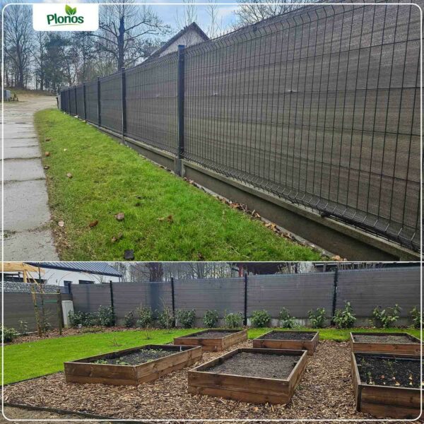 Senčna mreža + 50 sponk, 140 g/m2, 1,2 x 50 m, siva | Plonos