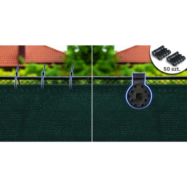 Senčna mreža + 50 sponk, 140 g/m2, 1,2 x 50 m, zelena | Plonos