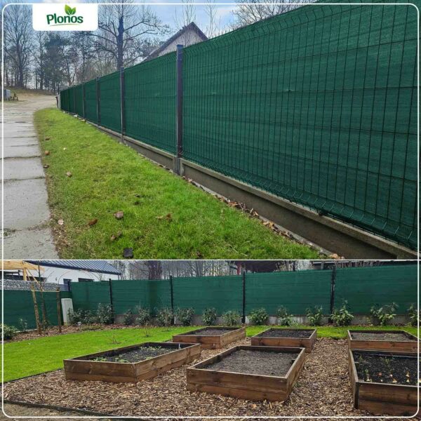 Senčna mreža + 50 sponk, 140 g/m2, 1,2 x 50 m, zelena | Plonos