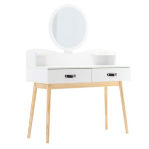 Toaletna mizica z ogledalom, 100x40x139 cm | bela
