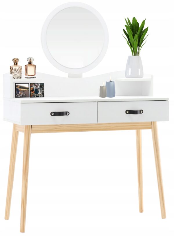 Toaletna mizica z ogledalom, 100x40x139 cm | bela