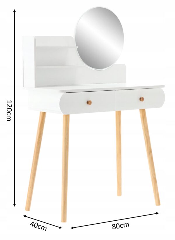 Toaletna mizica z ogledalom, 80x40x120cm | bela