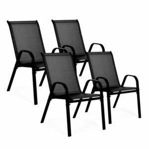 Vrtni stoli, 4 kosi, črni | MultiGarden