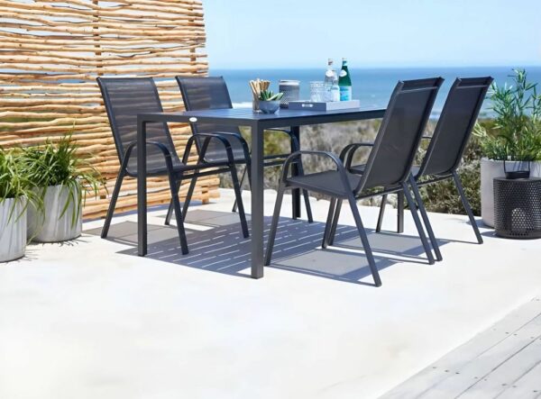 Vrtni stoli, 4 kosi, črni | MultiGarden