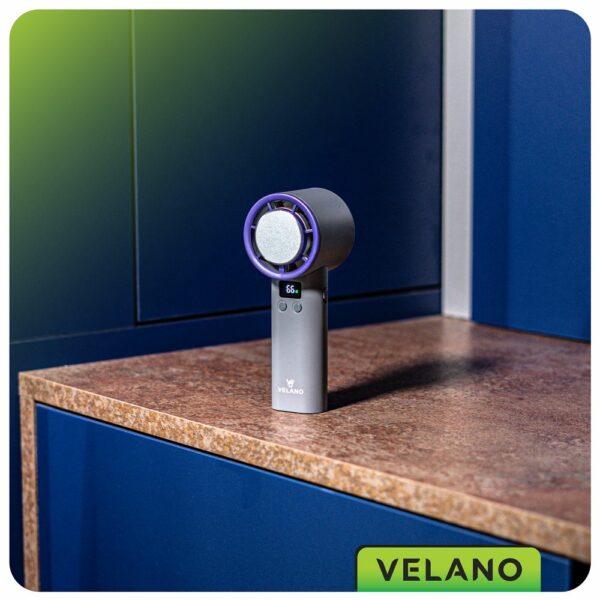 Ročni brezžični ventilator, sivo-vijoličen | Velano