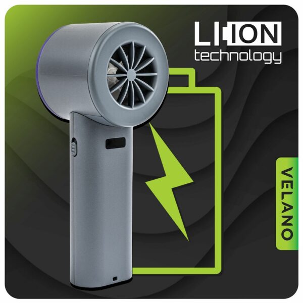 Ročni brezžični ventilator, sivo-vijoličen | Velano