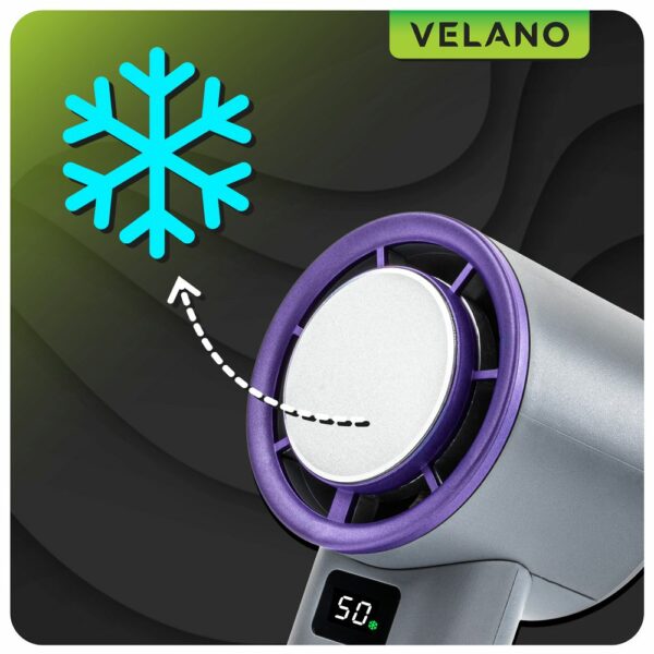 Ročni brezžični ventilator, sivo-vijoličen | Velano