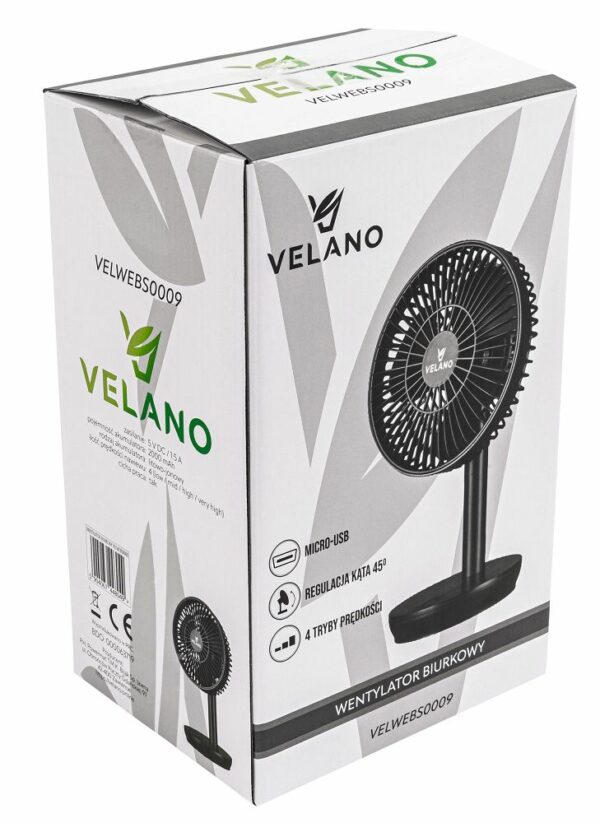 Namizni ventilator VELWEBS0009, črn | Velano