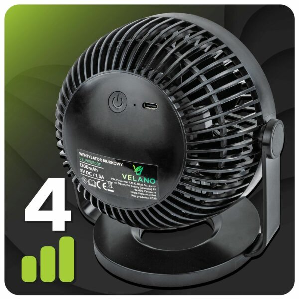 Namizni ventilator VELWEBS0011, črn | Velano