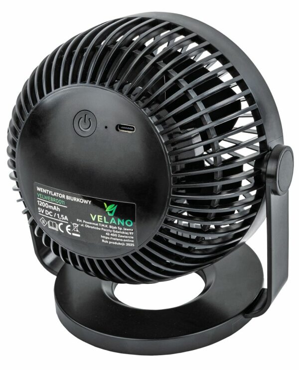 Namizni ventilator VELWEBS0011, črn | Velano