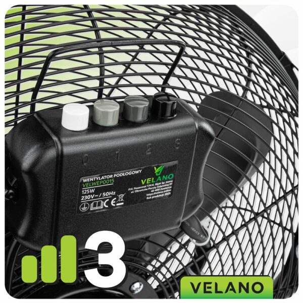 Talni ventilator VELWEP0015, 125 W, črn | Velano